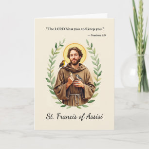 Cartão Santo Francisco de Assis, Paz e Bênçãos de Deus