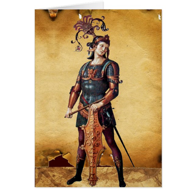 Cartão Santo George, pergaminho Brown (Frente)