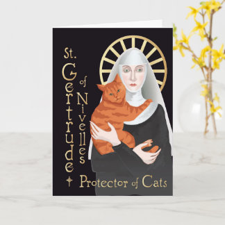 Cartão Santo Gertrude Nivelles, Protetor de Gatos