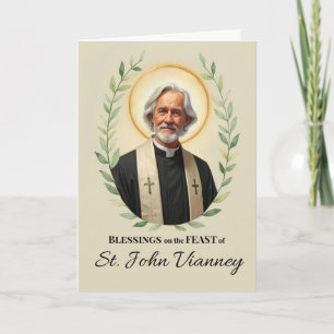 Cartão Santo John Vianney Banquete Day Blessings Wreath