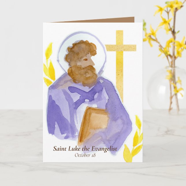 Cartão Santo Luke Banquete Dia 18 de outubro Católico (Flor Amarela)