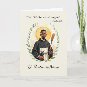 Cartão Santo Martinho de Porres Paz de Deus com as Escrit