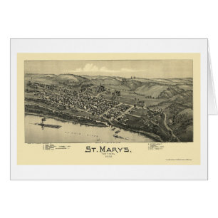 Cartão Santo Mary, mapa panorâmico de WV - 1895