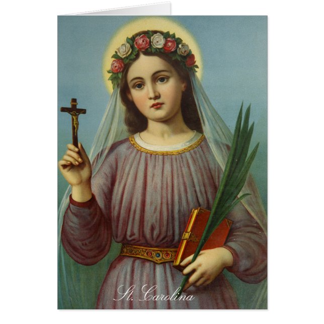 Cartão Santo padroeiro religioso do St. Caroline Carolina (Frente)