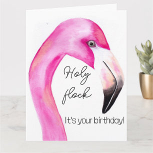 Cartão santo rebanho é seu aniversário saudações flamingo