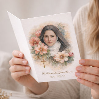 Cartão Santo Teresinha Sagrado Rosário “Tudo é Graça”