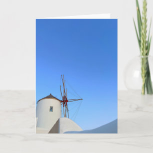 Cartão Santorini Windmills Fotografia da Grécia Oia