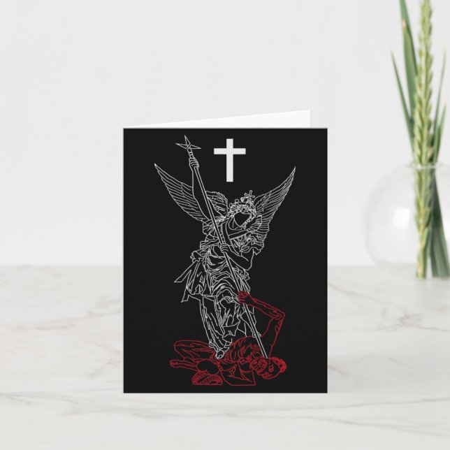 Cartão São Miguel Arcanjo Derrotando Satanás (Frente)