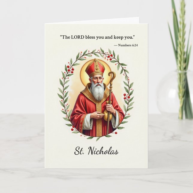Cartão São Nicolau Paz e Bênçãos de Deus (Frente)