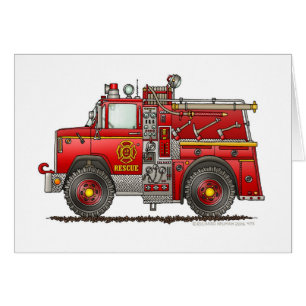 Cartão Sapador-bombeiro do carro de bombeiros do