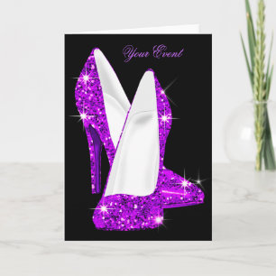Cartão Sapatos de salto alto com brilho roxo Stilleto