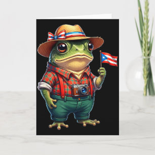 Cartão Sapo Coqui Engraçado Bandeira de Porto Rico Taino 
