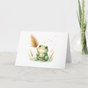 Cartão Sapo de Aquarela Adorável com Vazio de Grass Pampa