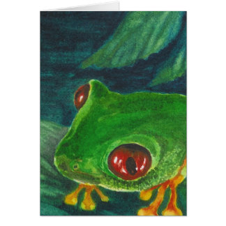 Cartão sapo de árvore vermelho do verde do olho