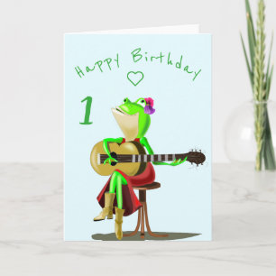 Cartão Sapo Do Leitor De Guitarra BabyBirthday Card Perso
