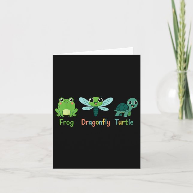 Cartão Sapo Dragonfly Turtle Humor Sutil Política _1 (Frente)