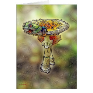 Cartão Sapo em um tamborete