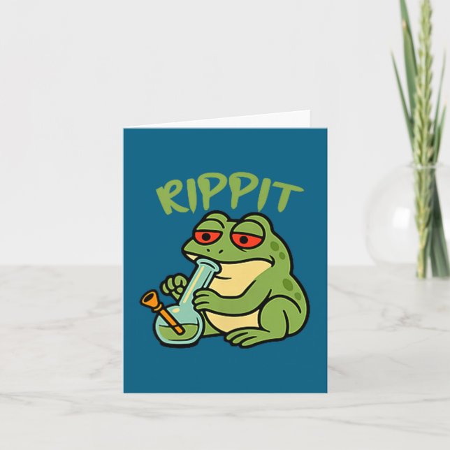 Cartão Sapo Fumante Divertido Rippit Stoner (Frente)