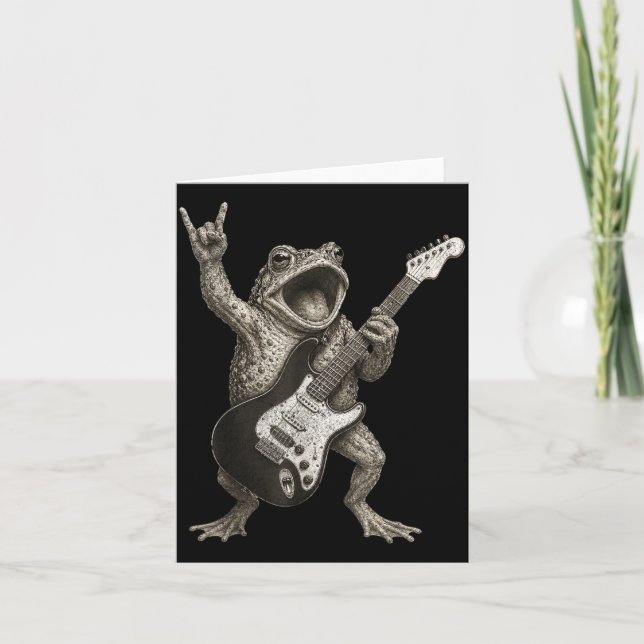 Cartão Sapo Tocando Guitarra Rock And Roll Engraçado (Frente)
