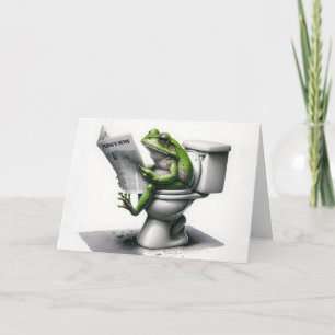 Cartão Sapo Verde de Aniversário Lendo um Jornal