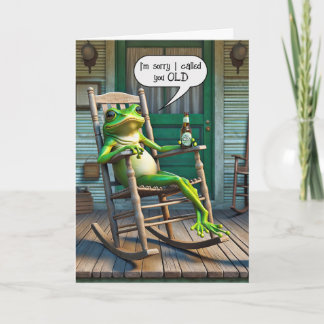 Cartão Sapo Verde ganhando humor de aniversário antigo
