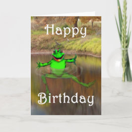 Cartão Sapo verde que acena e que nada, feliz aniversario