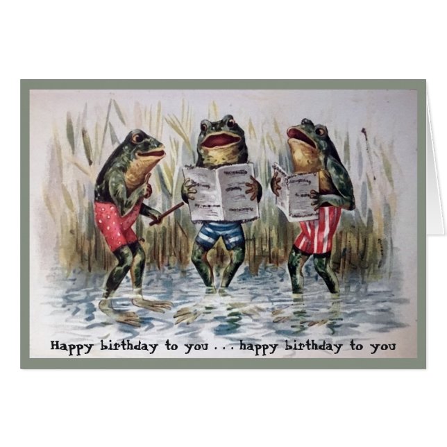 Cartão Sapos Aniversário Canção Feliz Aniversário (Frente Horizontal)