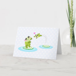 Cartão Sapos bonitos - desenho animado da mãe e do sapo d