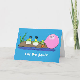 Cartão Sapos engraçados bonitos ilustração de desenho ani