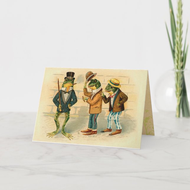 Cartão Sapos Engraçados Vintage (Frente)