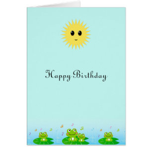 Cartão Sapos Fofos e Feliz Aniversário Sol