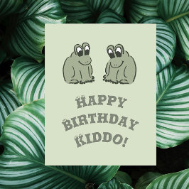 Cartão Sapos Sage Bubble - Feliz Aniversário editável.