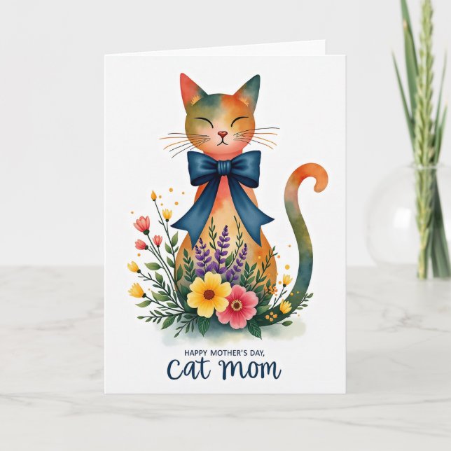 Cartão Sapphire Bow Mothers Day Card (Frente)