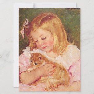 Cartão Sara Holding um Gato (por Mary Cassatt)