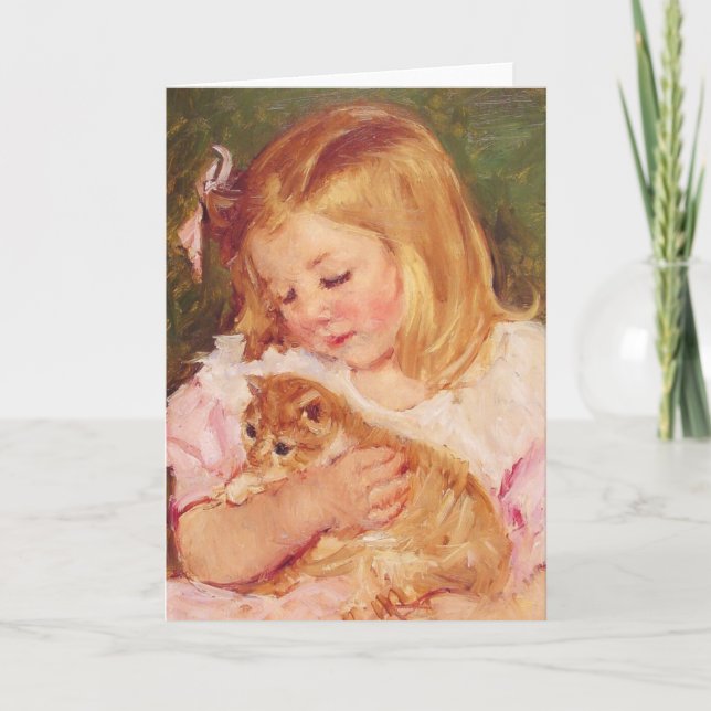 Cartão Sara que guardara um gato C. Mary Cassatt 1908 (Frente)