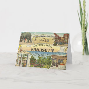 Cartão Sarasota Florida Vintage Folded Greeting Card