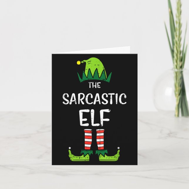 Cartão Sarcastic Elf Xmas Matching Christmas For Family M (Frente)