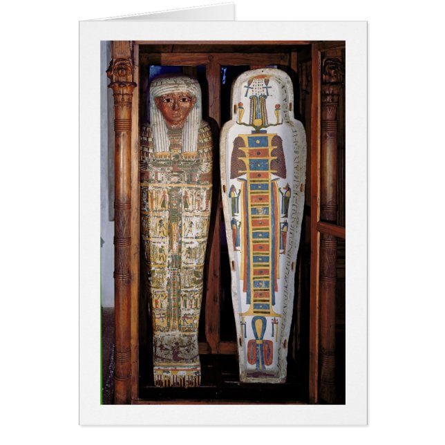 Cartão Sarcófago egípcio coberto com os hieroglyphics (p (Frente)