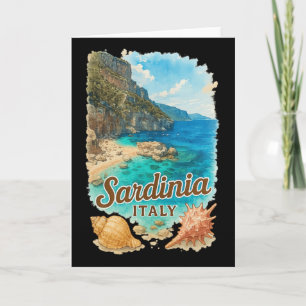 Cartão Sardenha Itália Aquarela Praia Viagem Lembrança
