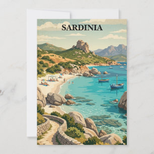 Cartão Sardenha Itália Vintage Cenário Mediterrâneo