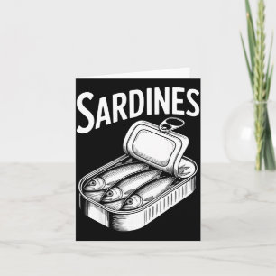 Cartão Sardinhas peixe enlatado apreciador de comida retr