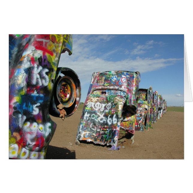 Cartão Saru no Cadillac Ranch (Frente horizontal)