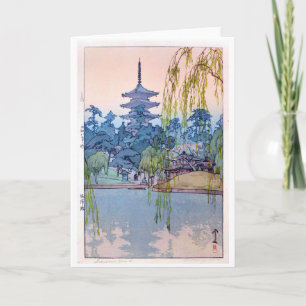 Cartão Sarusawa Pond, Hiroshi Yoshida, Woodcut