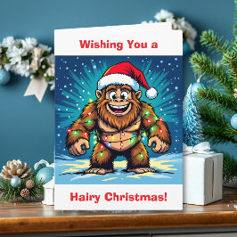 Cartão Sasquatch Humor e Piada Personalizado Natal