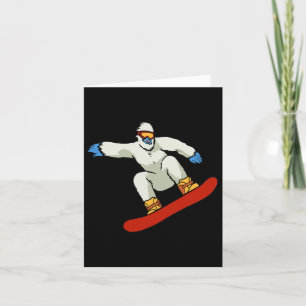 Cartão Sasquatch Skiing Snow Mountain F, Snowboard de Pé 