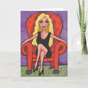 Cartão Sassy Blonde & a Red Chair - Greeting Card