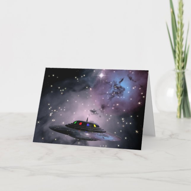 Cartão Saucer no espaço (Frente)