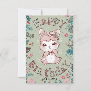 Cartão Saudação ao aniversário digital coelho entonado