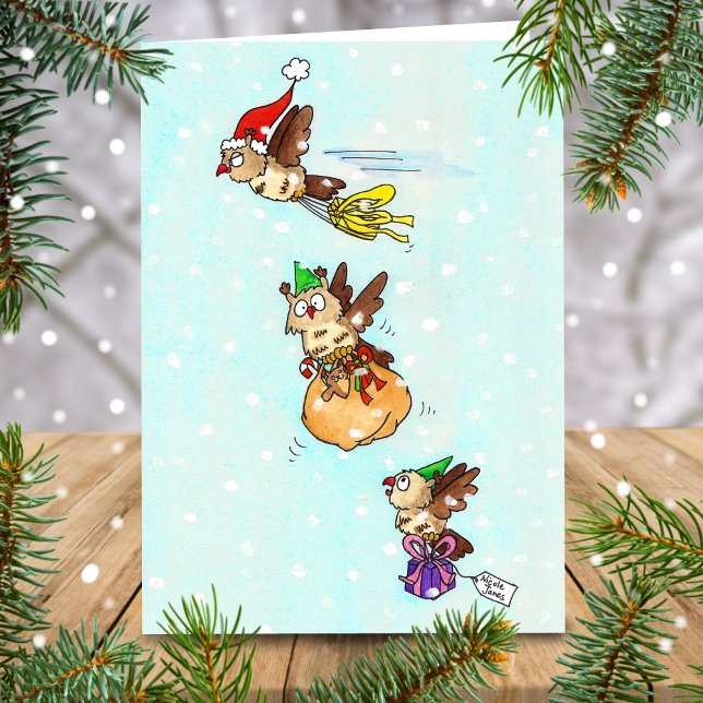 Cartão Saudação às Corujas de Natal (Criador carregado)