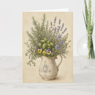 Cartão Saudação Botânica de Lavanda Jardim de Ervas Flora